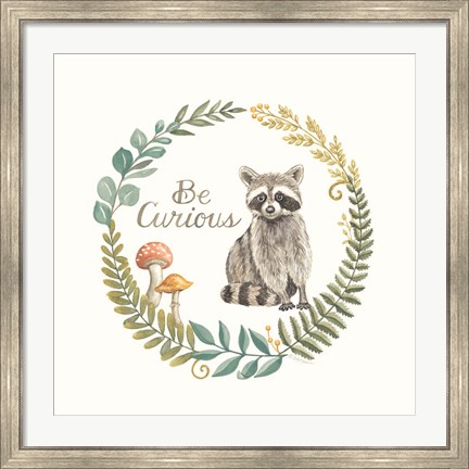 Framed Be Curious Raccoon Print