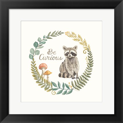 Framed Be Curious Raccoon Print