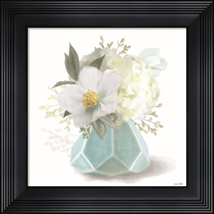 Framed Posies in Blue Print