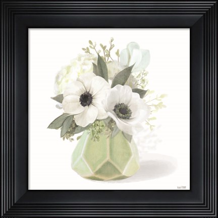 Framed Posies in Green Print