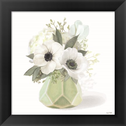 Framed Posies in Green Print