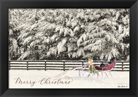 Framed Merry Christmas Sleigh Print