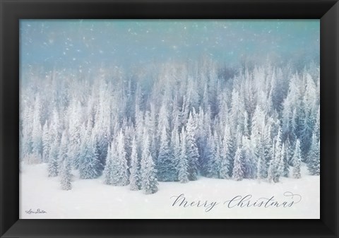 Framed Snowy Turquoise Forest Print