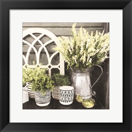 Framed Black and Green Still Life Print