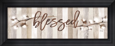 Framed Cotton Stems - Blessed Print