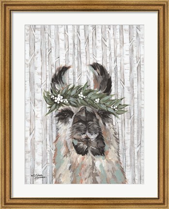Framed Lizzy the Winter Llama Print