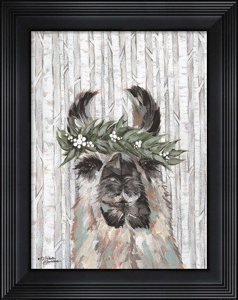 Framed Lizzy the Winter Llama Print