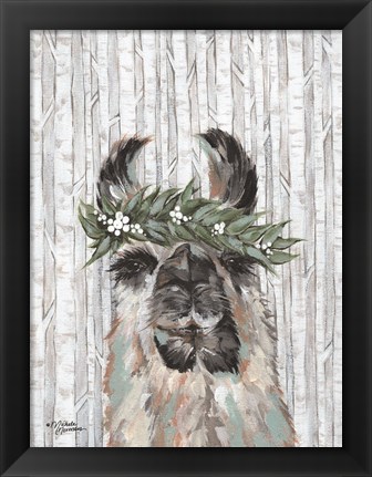 Framed Lizzy the Winter Llama Print