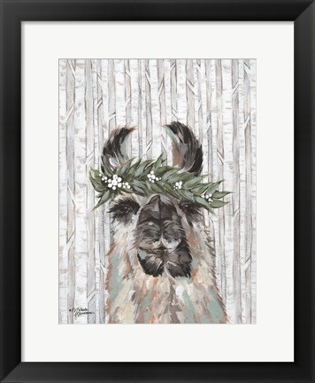 Framed Lizzy the Winter Llama Print