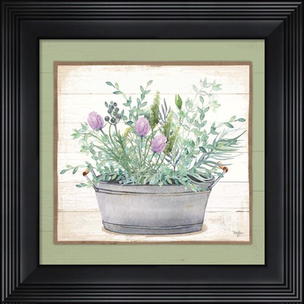 Framed Pot of Herbs I Print