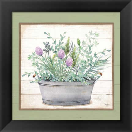 Framed Pot of Herbs I Print