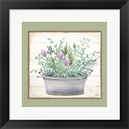 Framed Pot of Herbs I Print