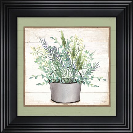 Framed Pot of Herbs II Print