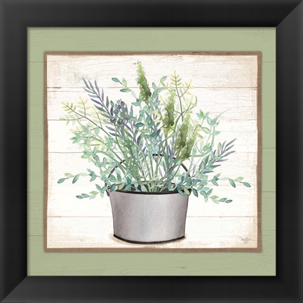 Framed Pot of Herbs II Print