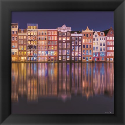 Framed Building Row Reflections 1 Print