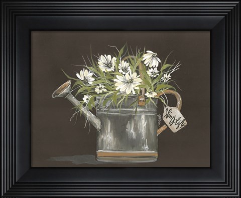 Framed Watering Can Daisy Print