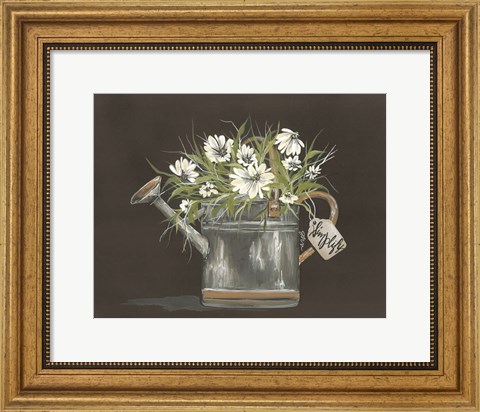 Framed Watering Can Daisy Print