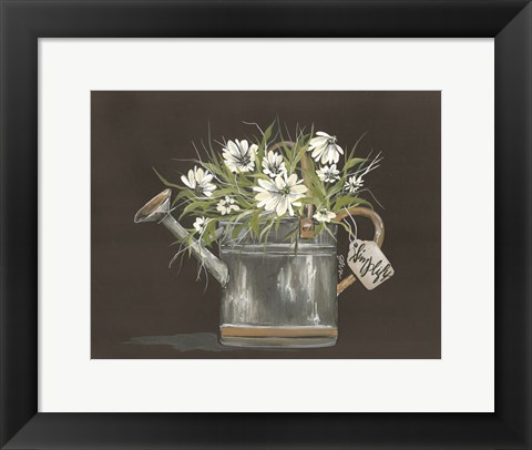 Framed Watering Can Daisy Print