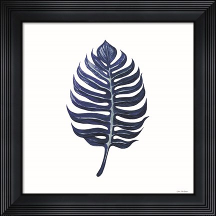 Framed Watercolor Blue Leaf I Print