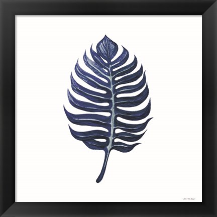 Framed Watercolor Blue Leaf I Print