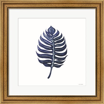 Framed Watercolor Blue Leaf I Print