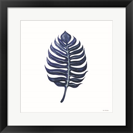 Framed Watercolor Blue Leaf I Print