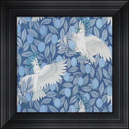 Framed Parrots and Lemons Print