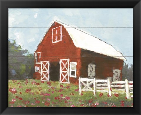Framed Flower Field Barn Print