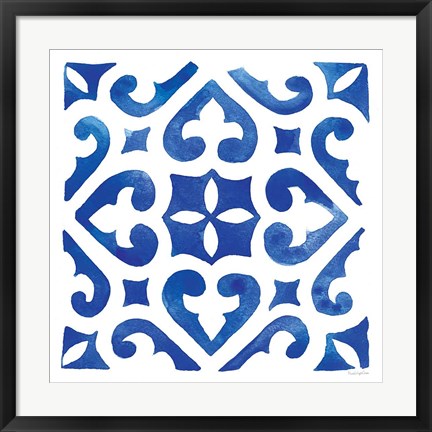 Framed Andalusian Tile I Print