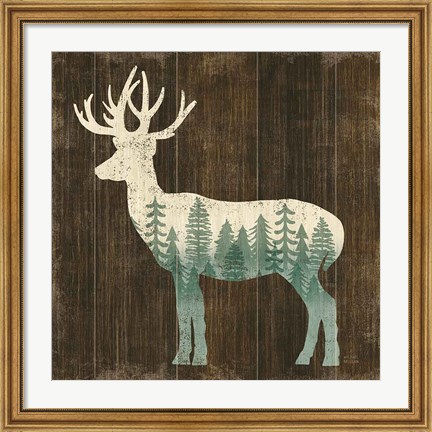 Framed Simple Living Deer Silhouette Print