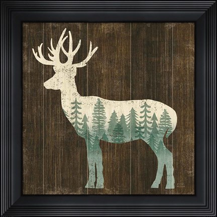 Framed Simple Living Deer Silhouette Print