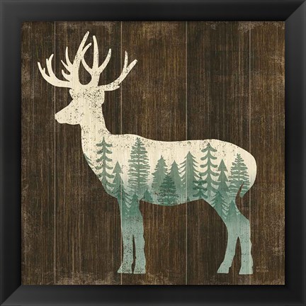 Framed Simple Living Deer Silhouette Print