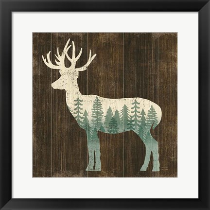 Framed Simple Living Deer Silhouette Print