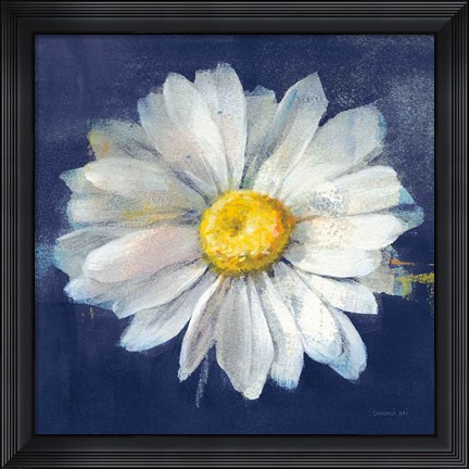 Framed Boldest Bloom II Dark Blue Print