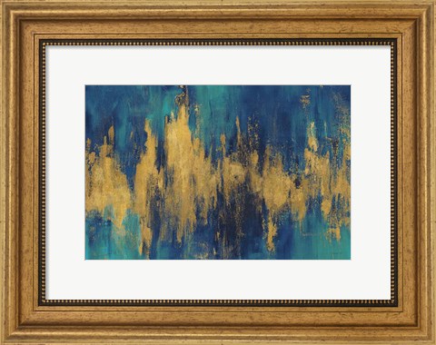 Framed Blue and Gold Abstract Crop Print