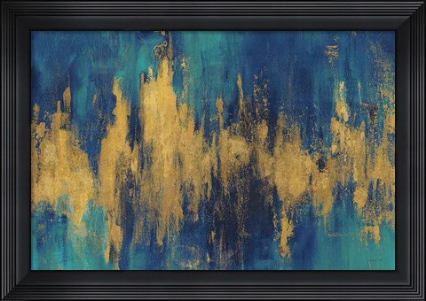 Framed Blue and Gold Abstract Crop Print