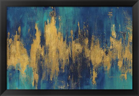 Framed Blue and Gold Abstract Crop Print