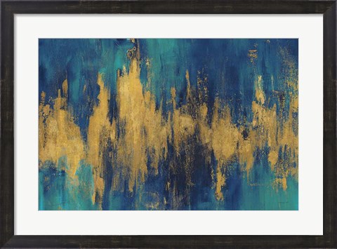 Framed Blue and Gold Abstract Crop Print
