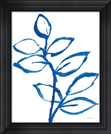 Framed Leafy Blue II Print