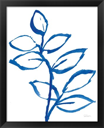 Framed Leafy Blue II Print