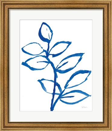 Framed Leafy Blue II Print