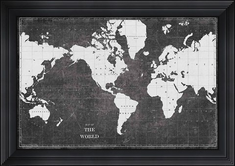Framed Blueprint World Map Print