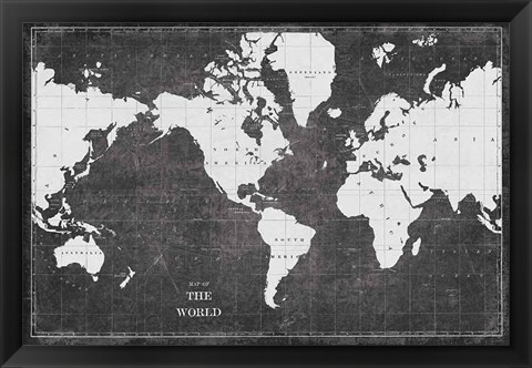 Framed Blueprint World Map Print