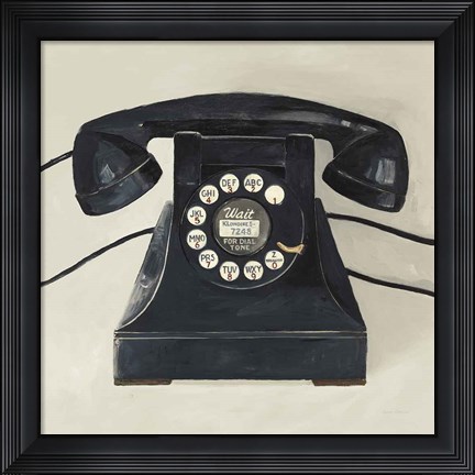 Framed Classic Telephone on Cream Print