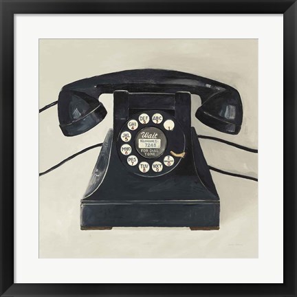 Framed Classic Telephone on Cream Print