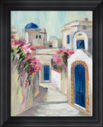 Framed Santorini Street I Print