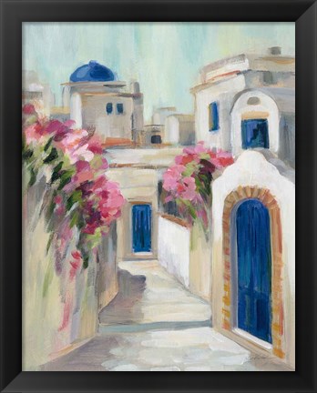 Framed Santorini Street I Print