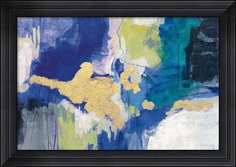 Framed Sparkle Abstract III Blue Crop Print