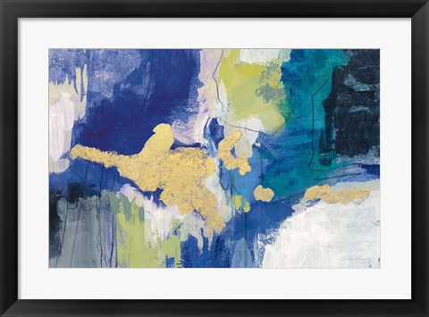 Framed Sparkle Abstract III Blue Crop Print