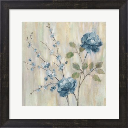 Framed Contemporary Chinoiserie Blue Print